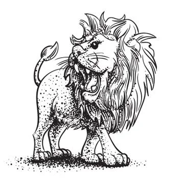 African-Lion-Stippled Stock Illustration