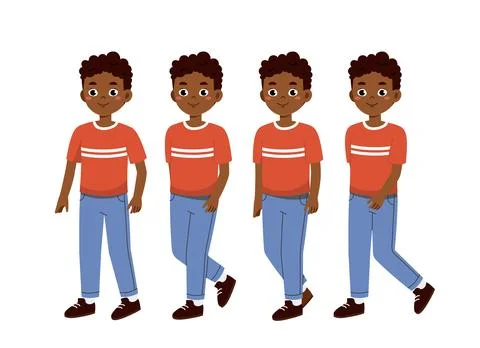 African man constructor. Set of boys in casual clothes. Graphic elements for Stock Illustration