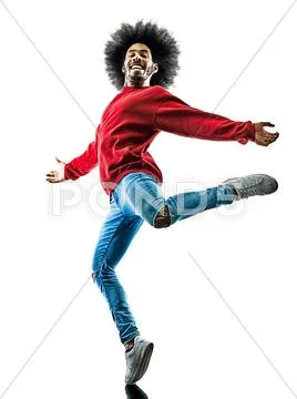 African man dancer dancing silhouette isolated Stock Photos