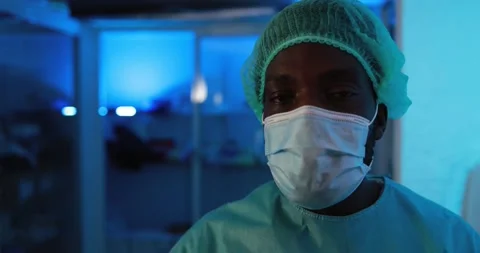 African man doctor at work inside hospital Stock Footage 149117002