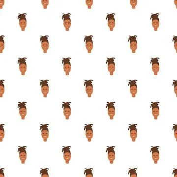African man dreadlocks avatar faces seamless pattern Stock Illustration