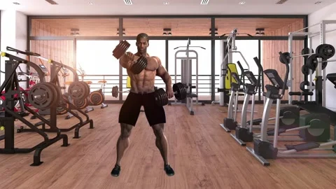 African man exercising in gym ,loop,animation Stock Footage 88477203