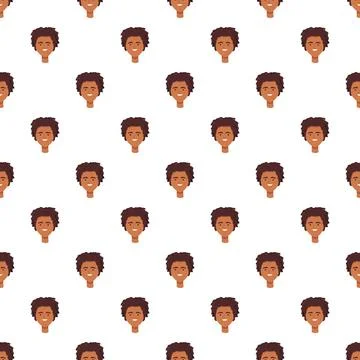African man faces seamless pattern creating background Illustrazione stock