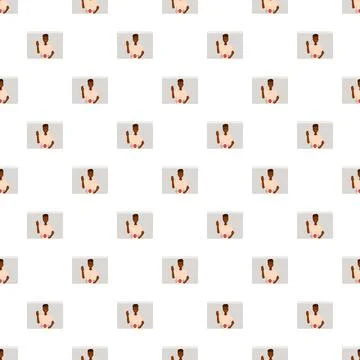 African man having remote video call seamless pattern Stockillustratie