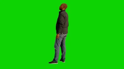 African man student with green screen waiting in queue for chroma animation Stock Footage 204790477