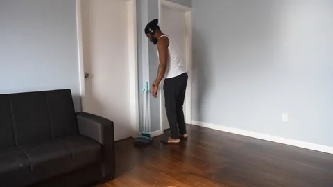 African man sweep Stock Footage 128849649