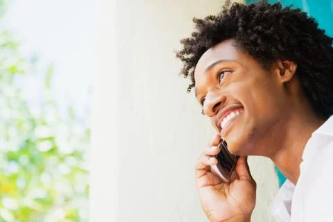 African man talking on cell phone Stock Photos