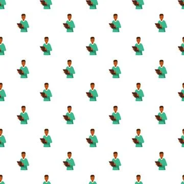 African man using tablet technology seamless pattern Stock Illustration