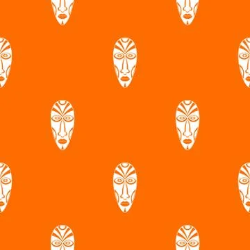 African mask pattern vector orange Stock Illustration