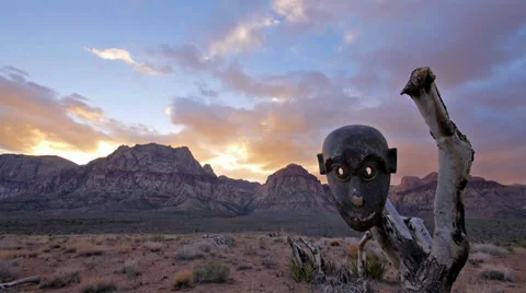 African Mask Primitive in Wilderness Stock Footage 34830503