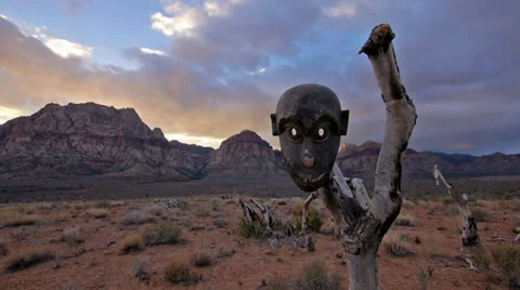 African Mask Primitive in Wilderness Full Shot Stock Footage 34819210