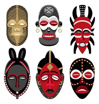 African Masks 2 Stock Illustration