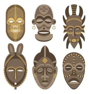 African Masks Stock Illustration
