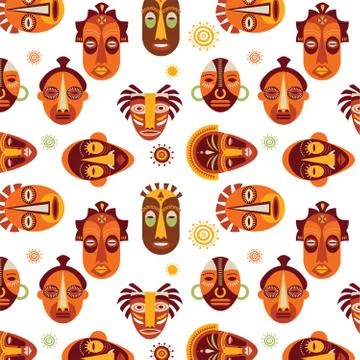 African masks pattern Stock Illustration