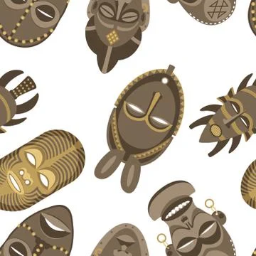 African Masks Pattern Stock Illustration