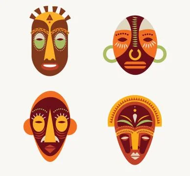 African masks set Stock Illustration