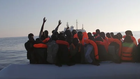 African migrants rescue mediterranean Stock Footage