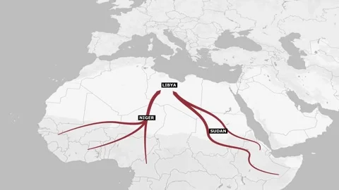 African migration routes - (bright version) Stock Footage 149980632