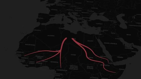 African migration routes - (dark version) Stock Footage 149980628