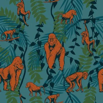 African monkeys .  Vector  pattern 스톡 일러스트