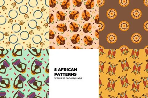 African Motif Pattern Set Stockillustratie