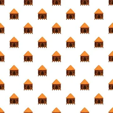 African mud huts repeating pattern illustration background 스톡 일러스트