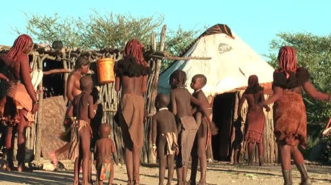 African native tribes - Young Himba people dancing and singing in Namibia 動画素材 27029225