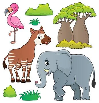 African nature theme set Stock Illustration
