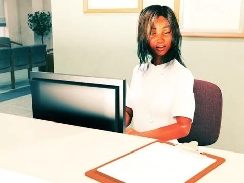 African nurse checking patient data Stock Illustration