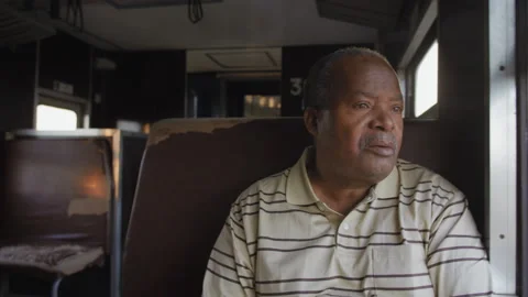 African old man on a moving old train, Tanzania Africa Stock-Footage 132222380