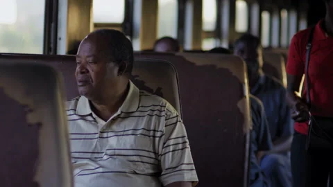 African old man on a moving old train, Tanzania Africa Stock-Footage 132225361