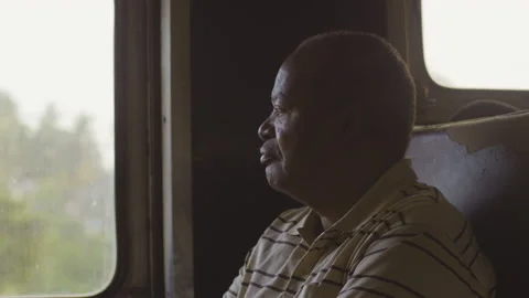 African old man on a moving old train, Tanzania Africa Stock-Footage 132225887
