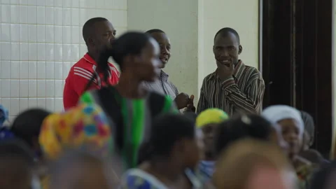 African passengers waiting for the train in the waiting room of the station. Stock Footage 132175632