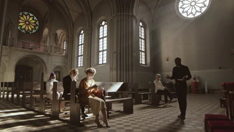 African Pastor Preaching Sermon in Evangelical Church Stock Footage 152763859