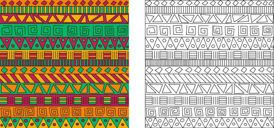 African patterns. Coloring pattern. イラスト素材