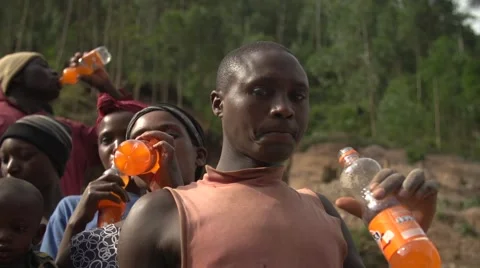 African People Drinking Juice, Uganda, Africa Stock Footage 40919992