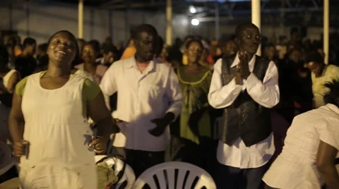 African People Singing and Dancing in Church in Kabale, Uganda Stock Footage 40910538