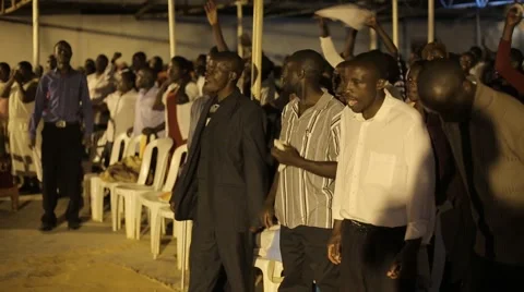 African People Singing and Dancing in Church in Kabale, Uganda Stock Footage 40910669