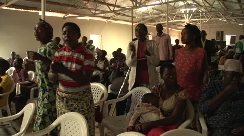 African People Singing and Dancing in Church in Kabale, Uganda Stock Footage 40928833