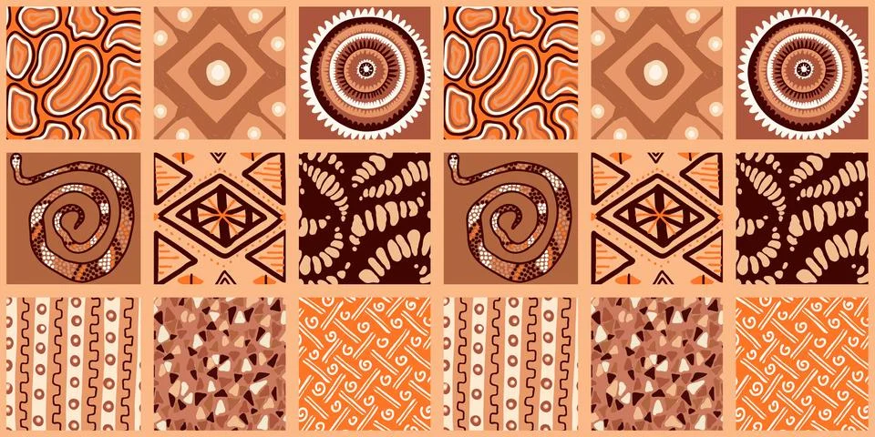 African print, seamless vector pattern in traditional African manner. Ethnic  Illustrazione stock