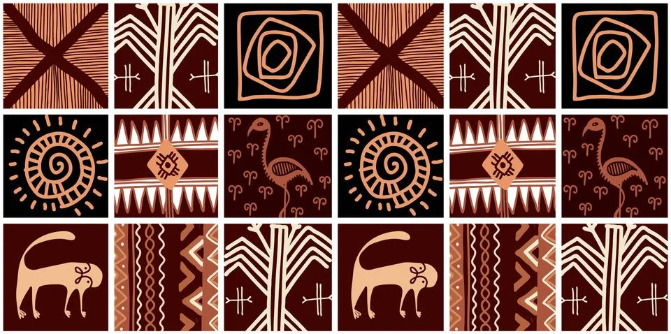 African print, seamless vector pattern in traditional African manner. Ethnic  Stock Illustration