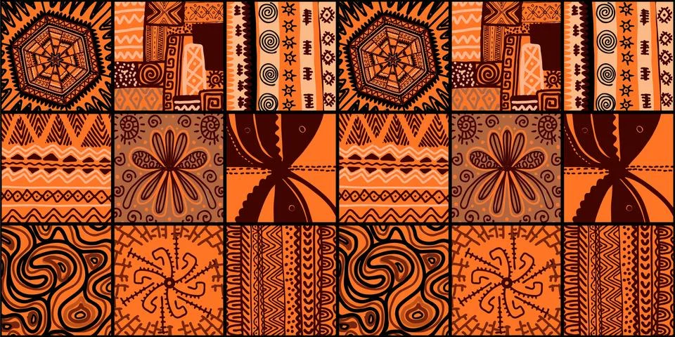 African print, seamless vector pattern in traditional African manner. Ethnic  Stock Illustration