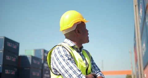 African professional engineer worker wearing safety vest  Stock Footage 166991931
