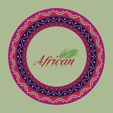 African round mandala or border with adinkra symbols. Antique pattern. Vector Stock Illustration