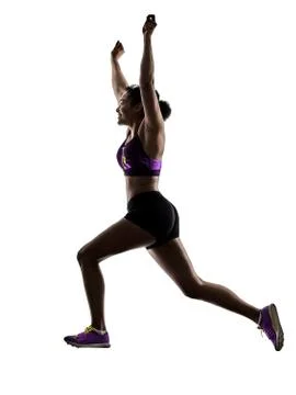 African runner running sprinter sprinting woman isolated white b Stock Photos
