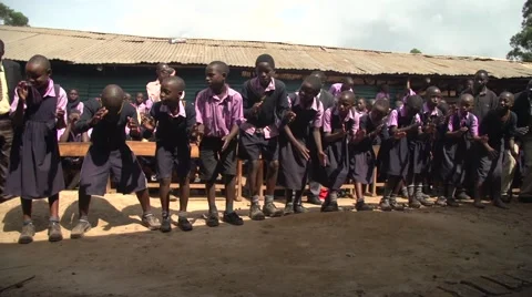 African School Children Dancing and Clapping Hands in Kabale, Uganda Stock Footage 40927912