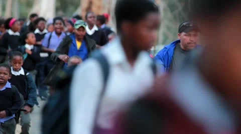 African school children walk to school,South Africa Stock Footage