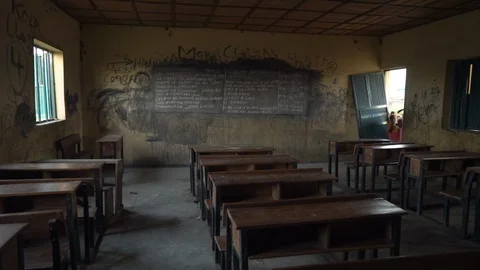 African school classroom movement forward Stock Footage 100901919
