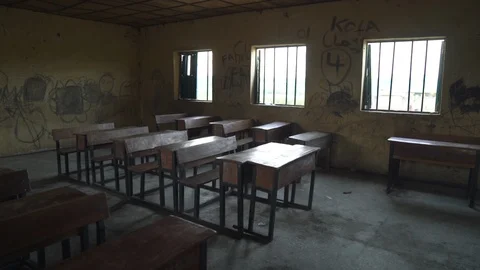 African school classroom movement right Stock Footage 100901827