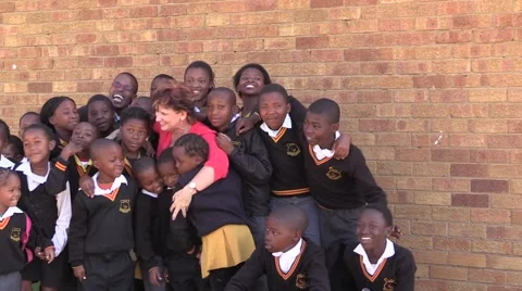 African school kids with a teacher Stock Footage